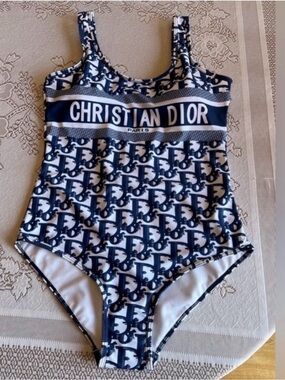Christian Dior Navy & White Logo One-Piece Swimsuit